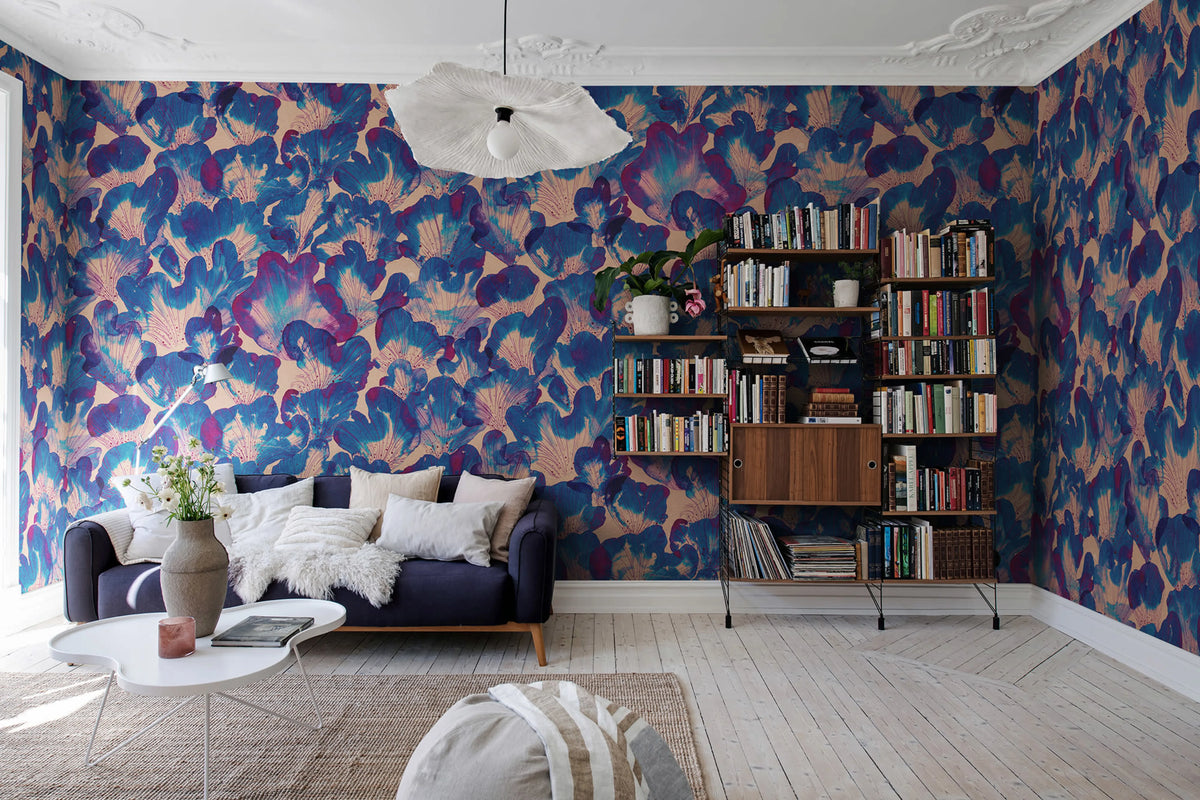 Corals, Blue Mural Wallpaper - room preview 04