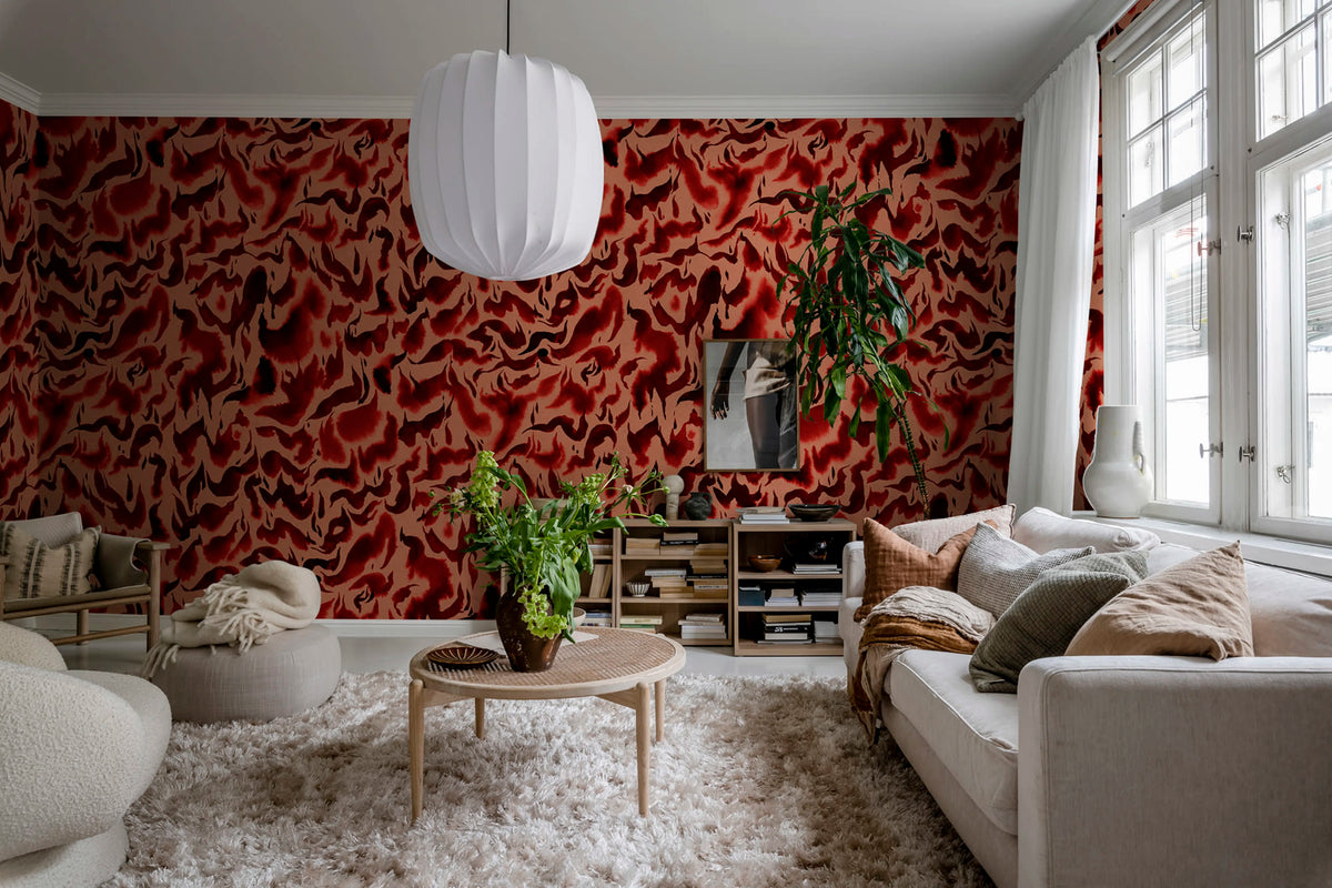 Discus, Red Mural Wallpaper - room preview 04