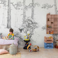 Forest Memories, Graphite Mural Wallpaper - room preview 04