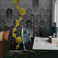 Gradient Geometry, Graphite Mural Wallpaper - room preview 04