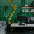 Gradient Geometry, Emerald Mural Wallpaper - room preview 04