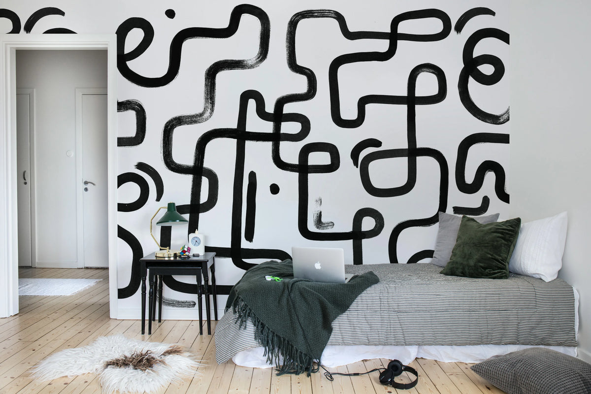 Artzy Path, Graphite Mural Wallpaper - room preview 04