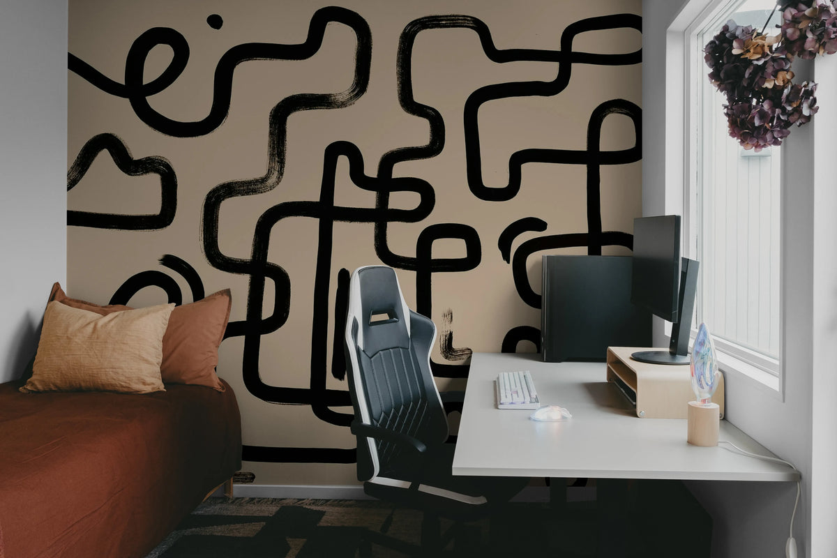 Artzy Path, Pink Mural Wallpaper - room preview 04