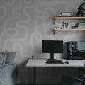 Artzy Lines, Gray Mural Wallpaper - room preview 04