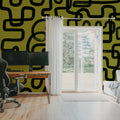 Artzy Lines, Yellow Mural Wallpaper - room preview 04