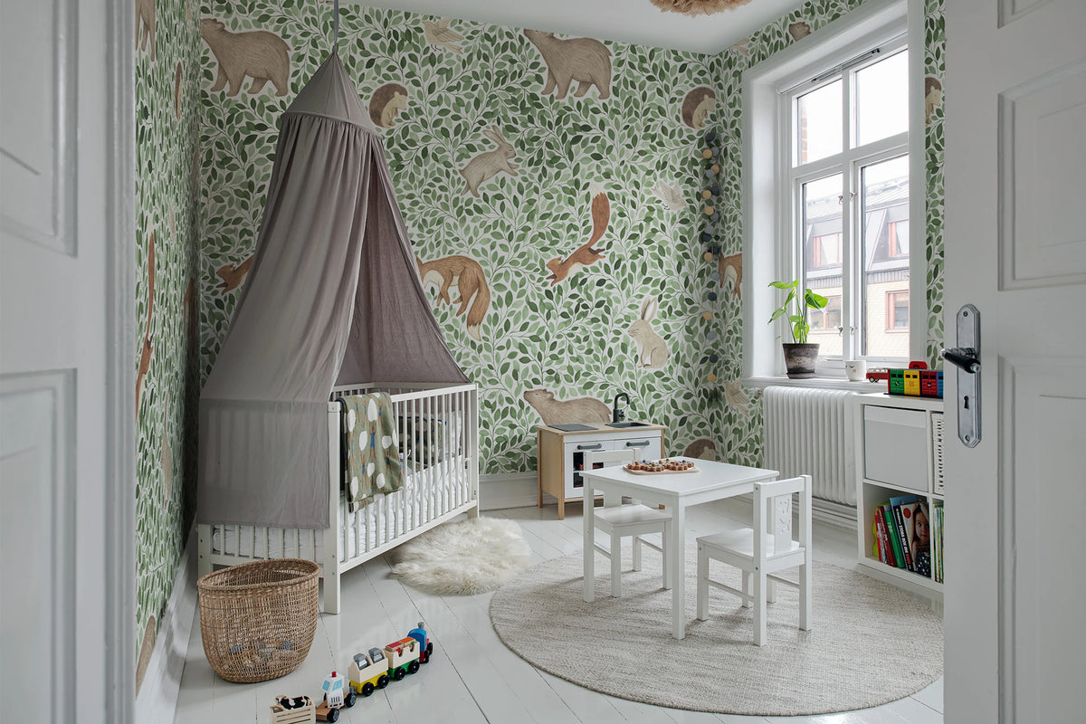 Lullaby, Green Mural Wallpaper - room preview 04
