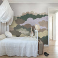 Fun Clouds, Green Mural Wallpaper - room preview 04