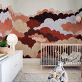Fun Clouds, Red Mural Wallpaper - room preview 04