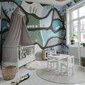 Road Trip, Blue & Green Mural Wallpaper - room preview 04