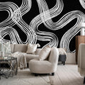 Ink Stripes, Black Mural Wallpaper - room preview 04