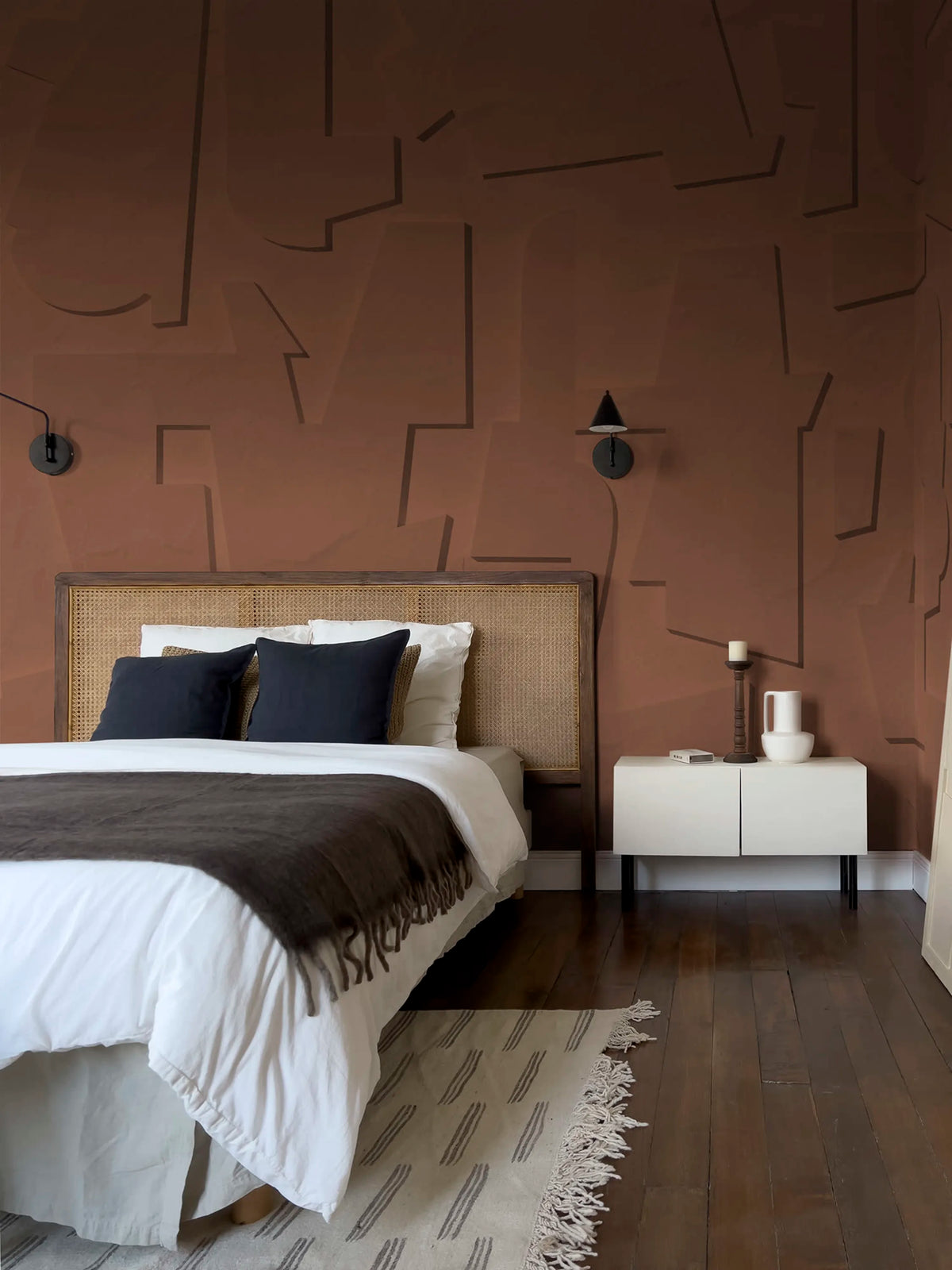 Abstract Wood, Rust Mural Wallpaper - room preview 04
