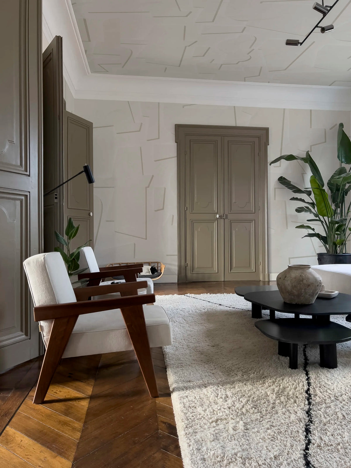 Abstract Wood, White Mural Wallpaper - room preview 04