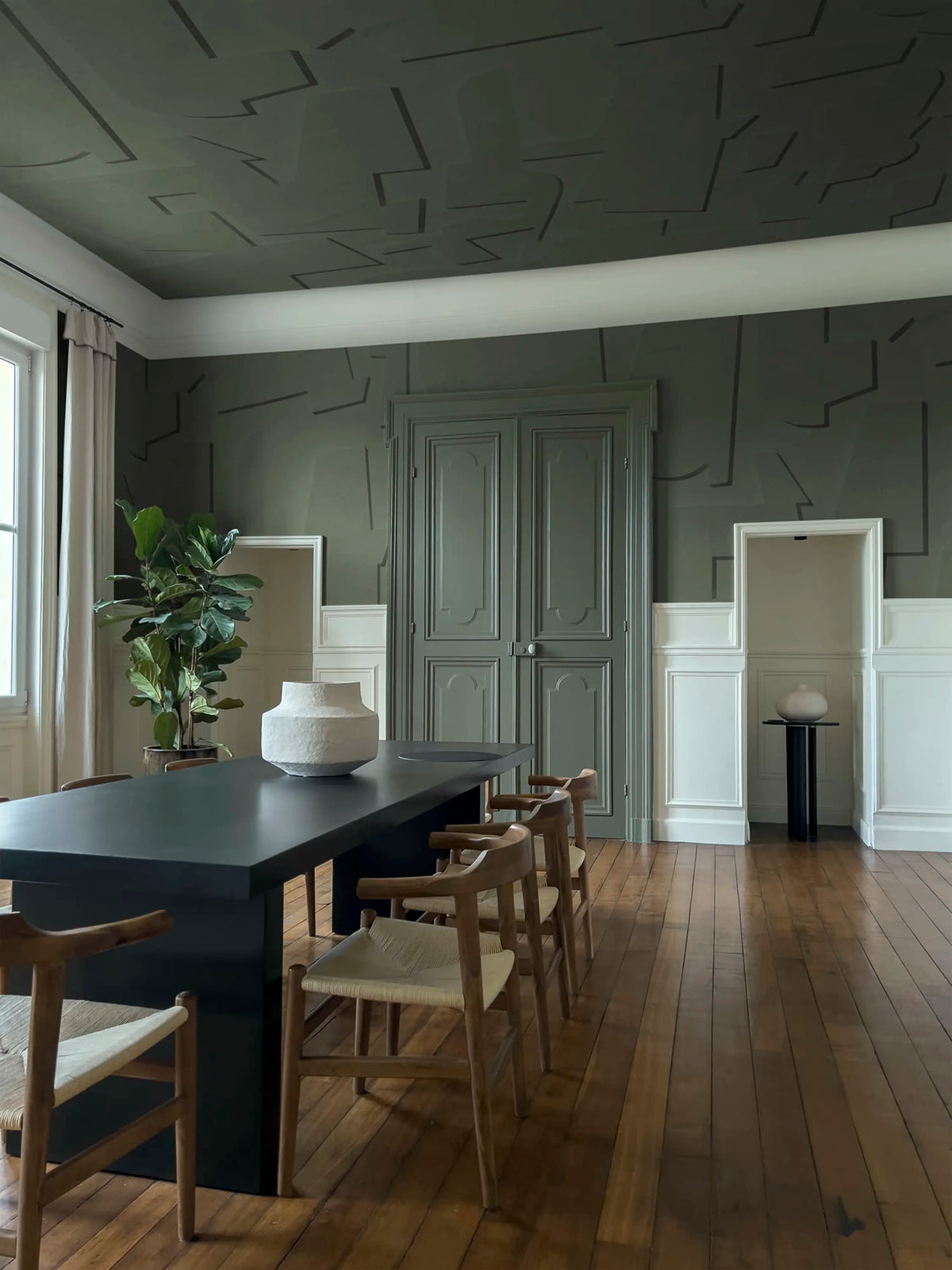 Abstract Wood, Green Mural Wallpaper - room preview 04