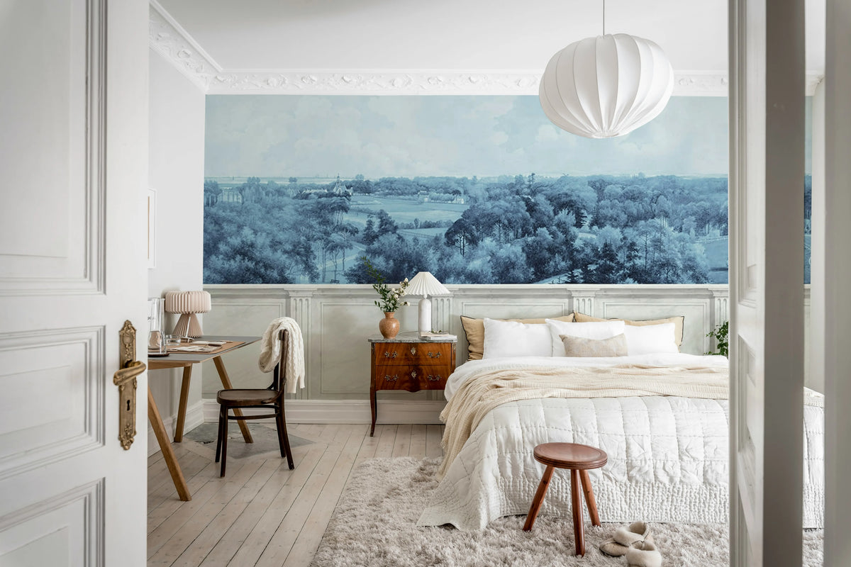 Panorama Views, Vintage Blue Mural Wallpaper - room preview 04