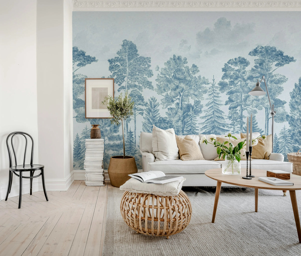 Scandinavian Bellewood, Vintage Blue Mural Wallpaper - room preview 04