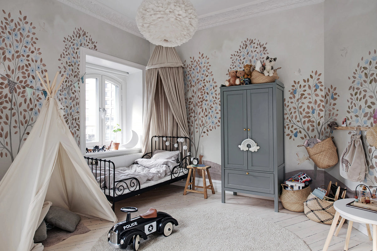 Happy Haven, Beige Mural Wallpaper - room preview 04
