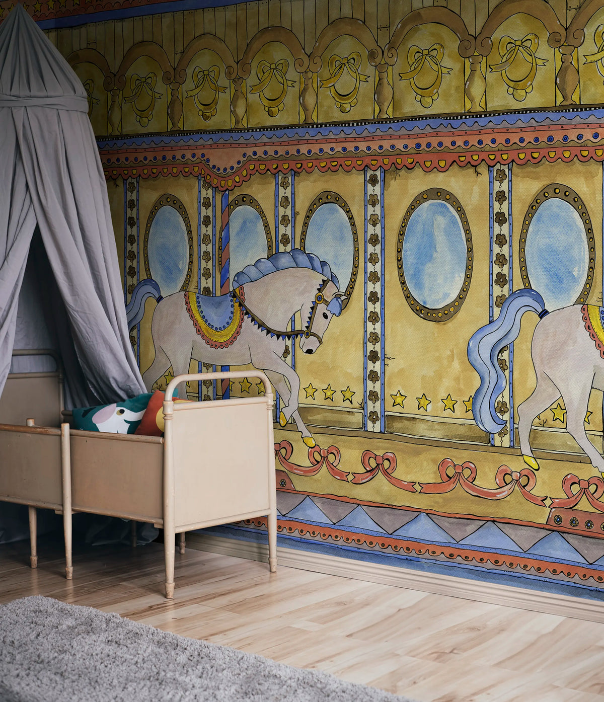 Merry go Around, Yellow Mural Wallpaper - room preview 04