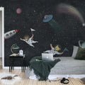 Space Cats, Midnight Mural Wallpaper - room preview 04