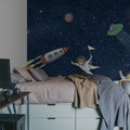 Space Cats, Dark Blue Mural Wallpaper - room preview 04