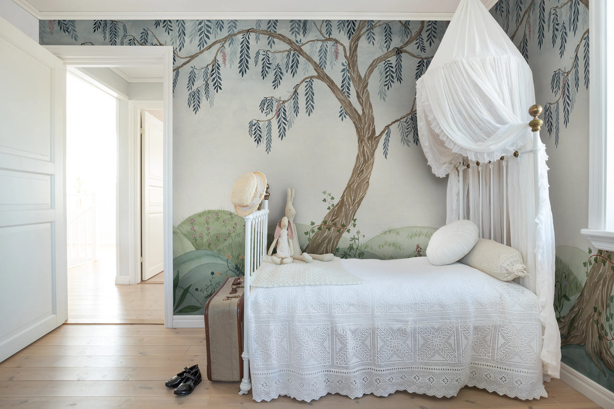 Dreamy Tree, Soft Green Mural Wallpaper - room preview 04