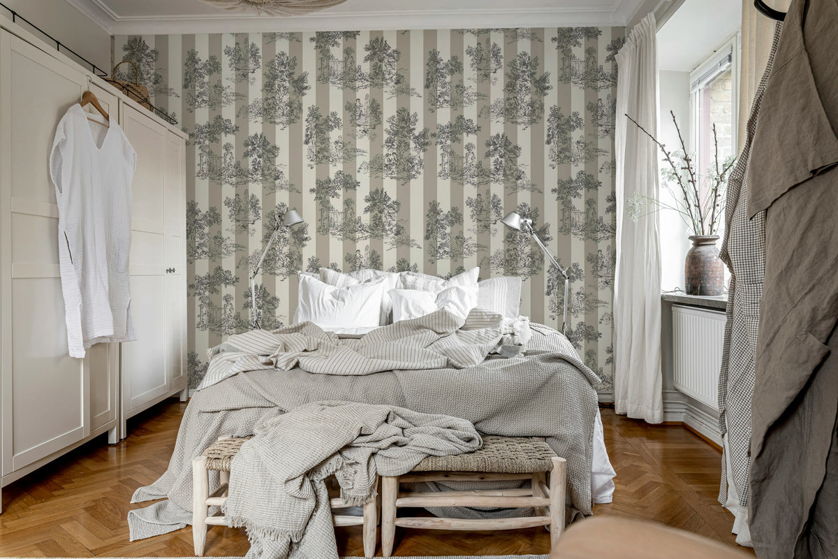 Happy Toile, Pearl Mural Wallpaper - room preview 04