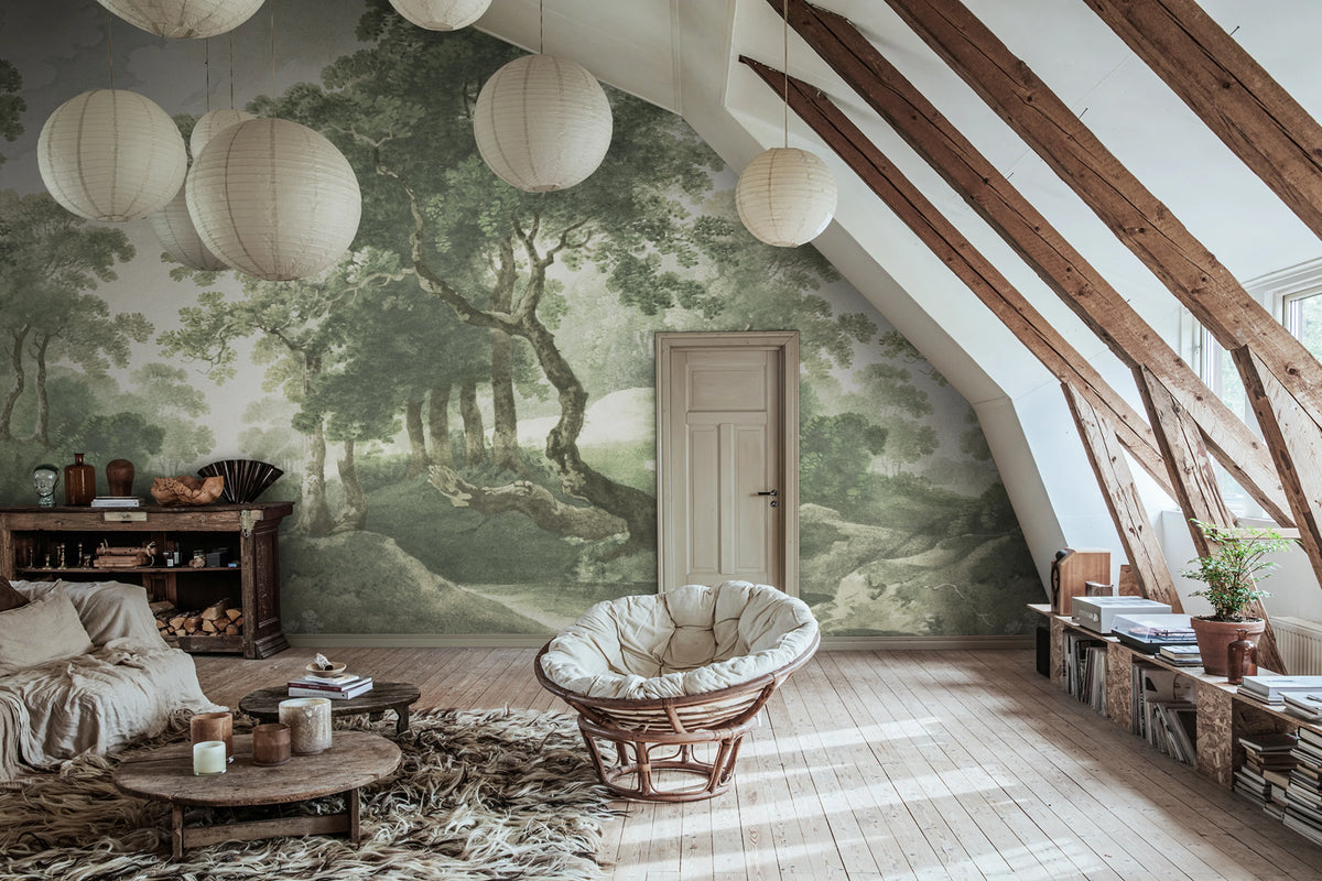 The Vintage Grove, Spring Green Mural Wallpaper - room preview 04