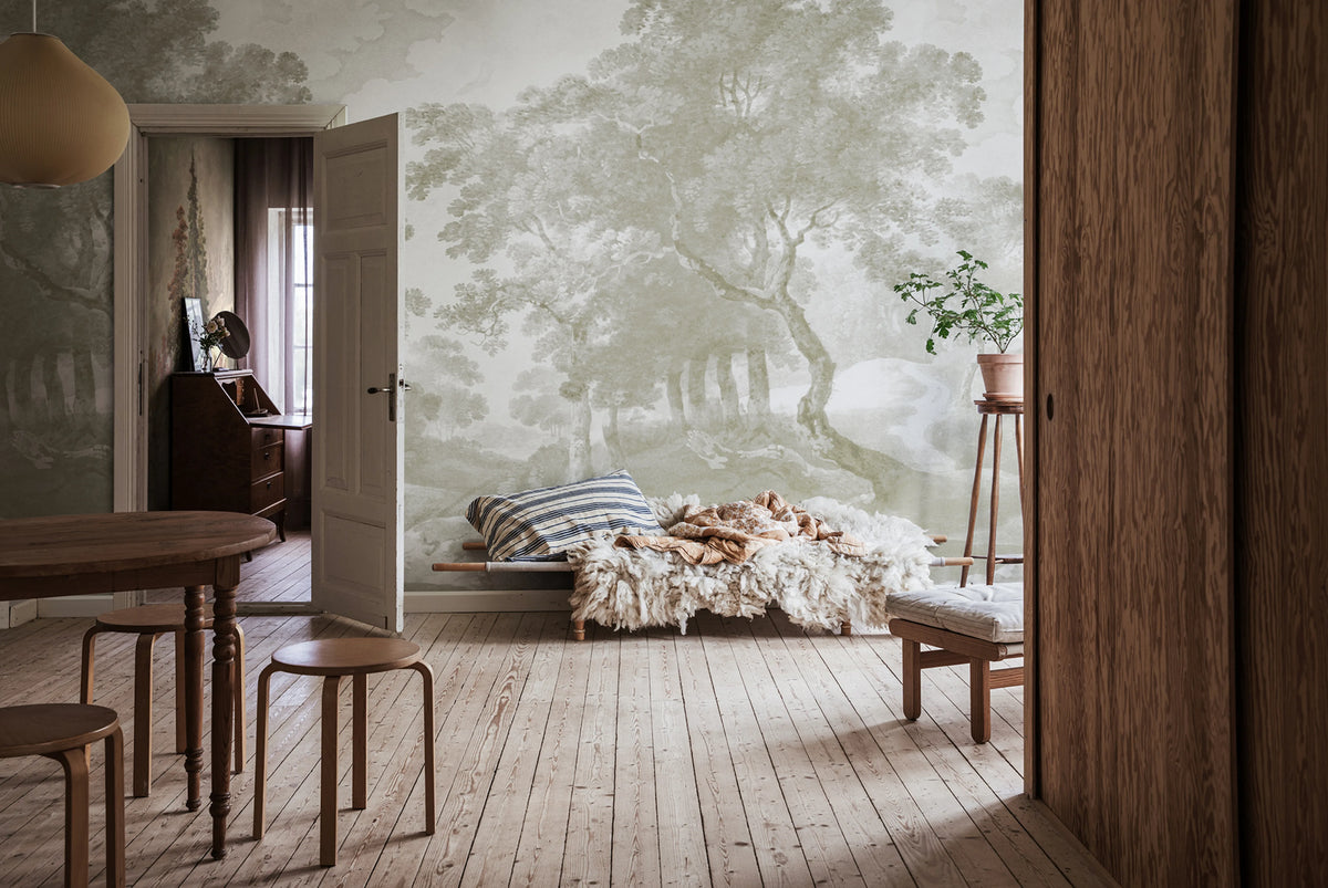 The Vintage Grove, Beige Mural Wallpaper - room preview 04