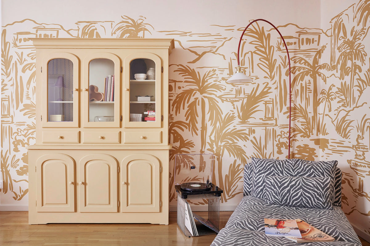 Palm Oasis, Yellow Mural Wallpaper - room preview 04