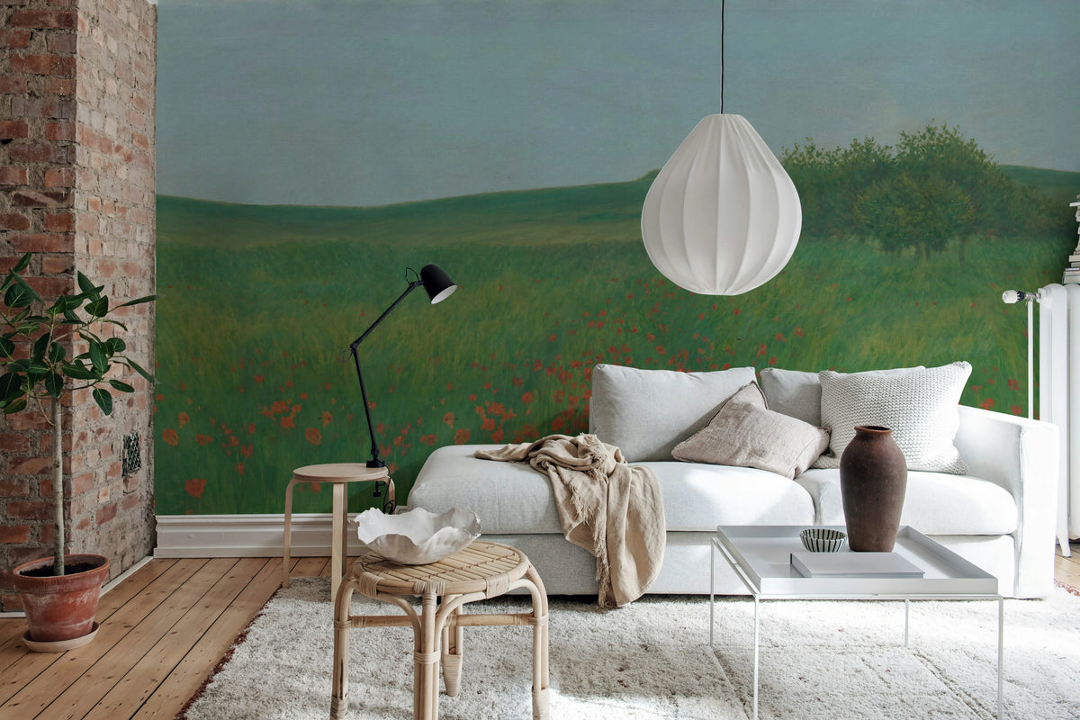 Poppy Landscape, Summer Mural Wallpaper - room preview 04