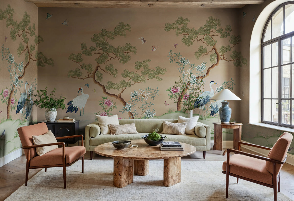 Pine Grove, Peach Mural Wallpaper - room preview 04