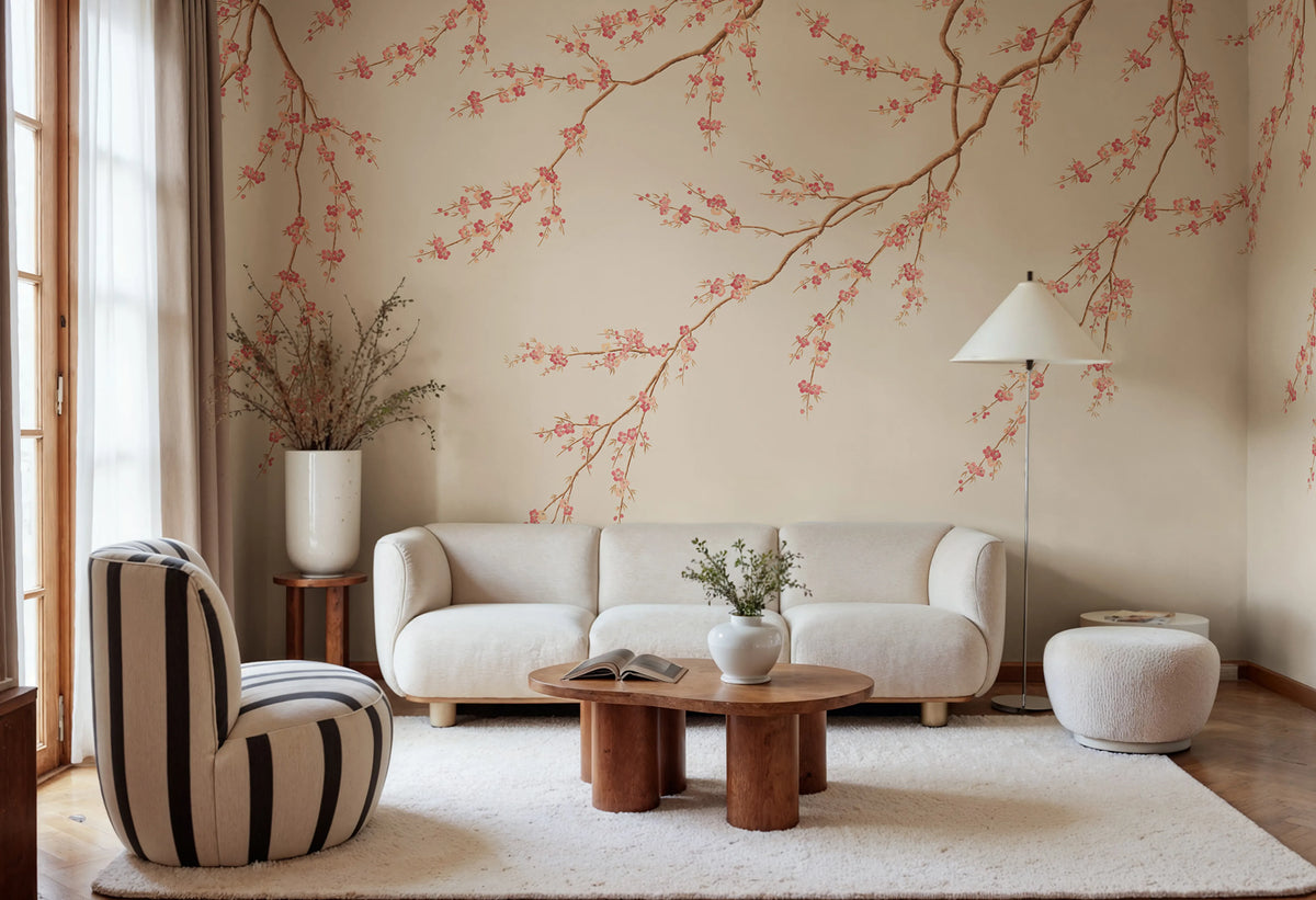 Spring Breeze, Peach Mural Wallpaper - room preview 04