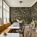 Where Cranes Dream, Black Mural Wallpaper - room preview 04