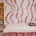 Ribbon Stripe, Red Mural Wallpaper - room preview 04
