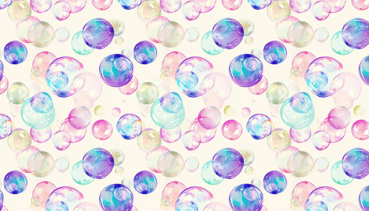 Floating Bubbles Mural Wallpaper — Soft Pastel Art Mural Wallpaper - room preview 05