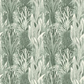 Abstract Seaweed Mural Wallpaper — Sage and Cream Botanical Mural Wallpaper - room preview 05