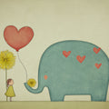 Elephant and Girl Heart Balloon Mural Wallpaper — Whimsical Decor Mural Wallpaper - room preview 05