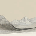 Minimalist Contour Mountain Mural Wallpaper — Organic Line Art Mural Wallpaper - room preview 05