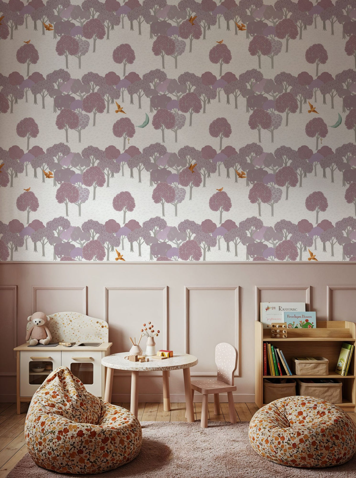 The Key to the Forest, Pink Mural Wallpaper - room preview 05