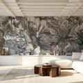 Seeing Through Leaves Gray Mural Wallpaper - room preview 05