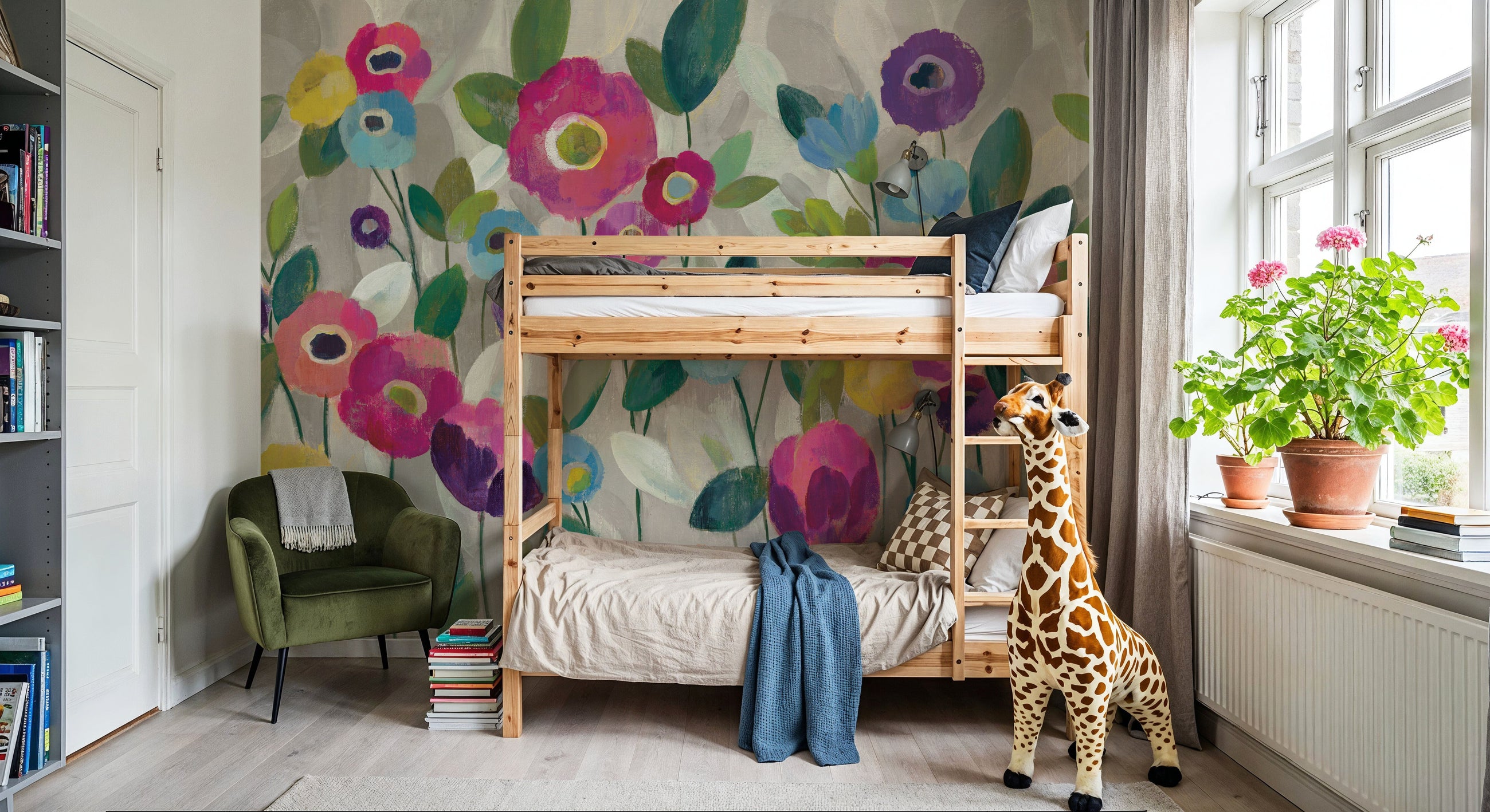 Fairy Tale Flowers V Pink Mural Wallpaper