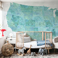 US State Map - Lia Wash Mural Wallpaper - room preview 05