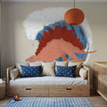 Surfing Stegosaurus Mural Wallpaper - room preview 05