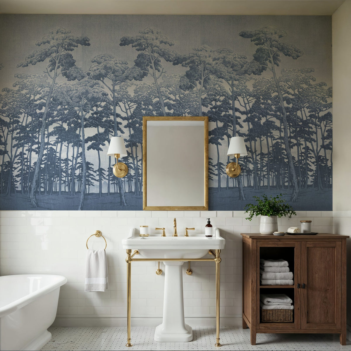 Tranquil Pinescape, Sky Mural Wallpaper - room preview 05