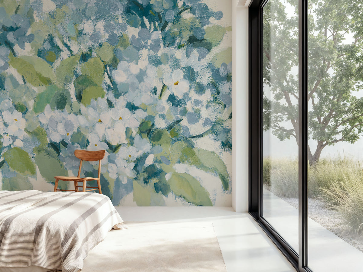 Hydrangeas in Bloom Mural Wallpaper - room preview 05