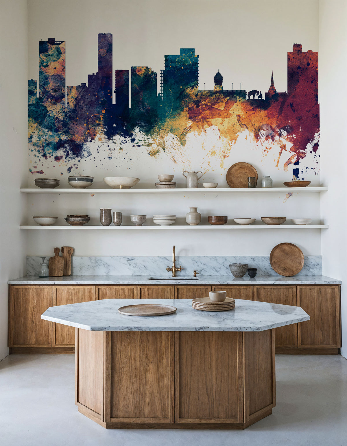 Port Elizabeth South Africa Skyline Blue & Bronze Mural Wallpaper - room preview 05