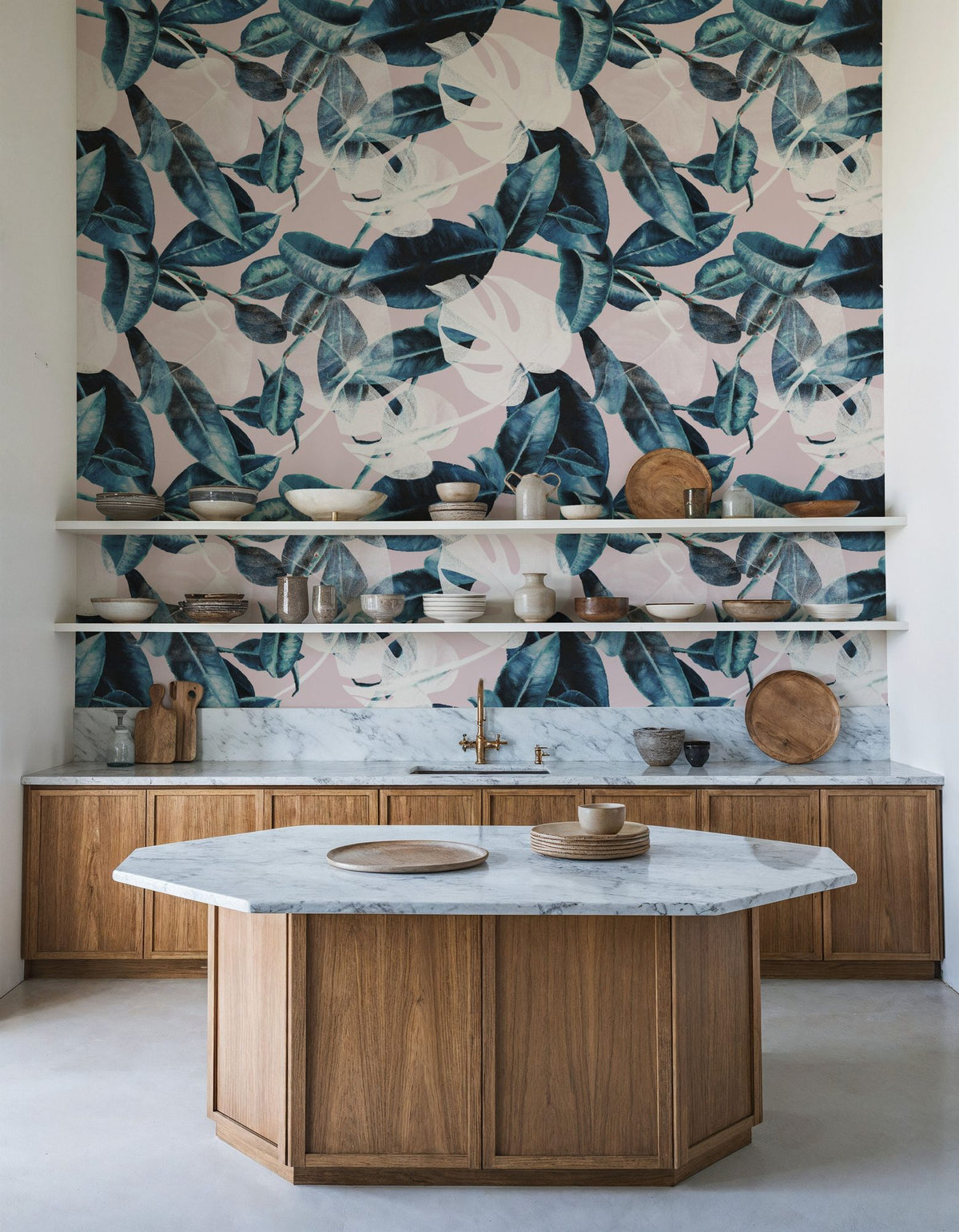 Pink Leaves Mural Wallpaper - room preview 05