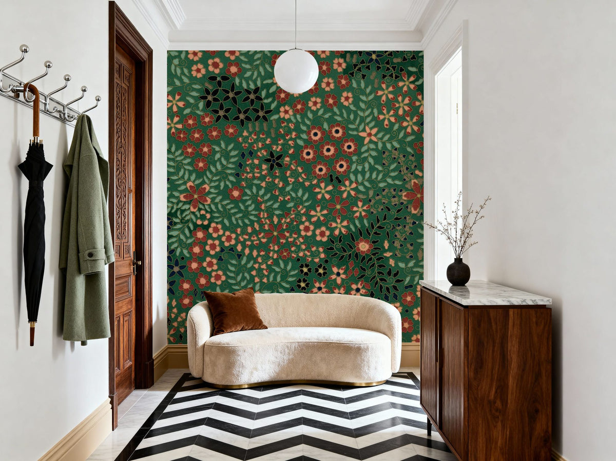 Floral Plate IX Mural Wallpaper - room preview 06
