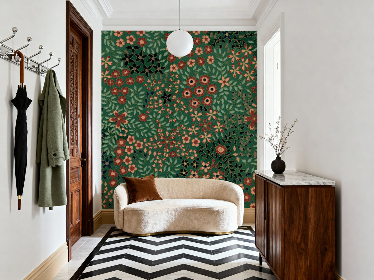 Floral Plate IX Mural Wallpaper - room preview 05