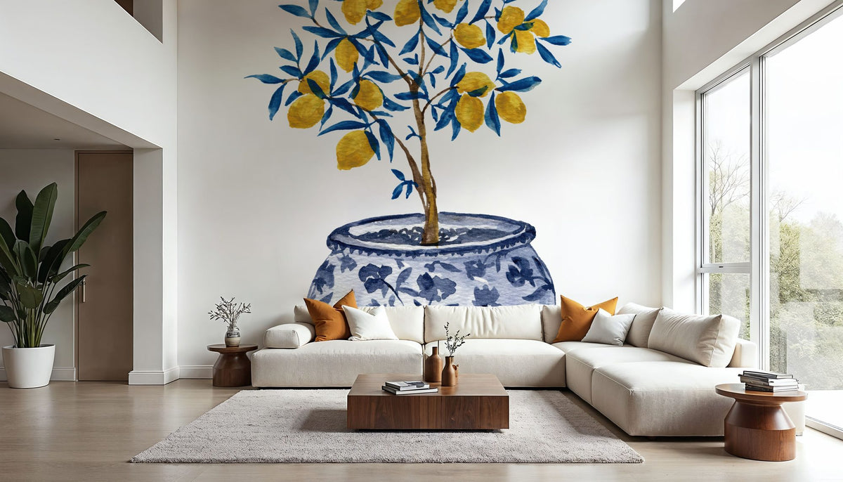 Lemon Tree in Chinoserie Mural Wallpaper - room preview 05