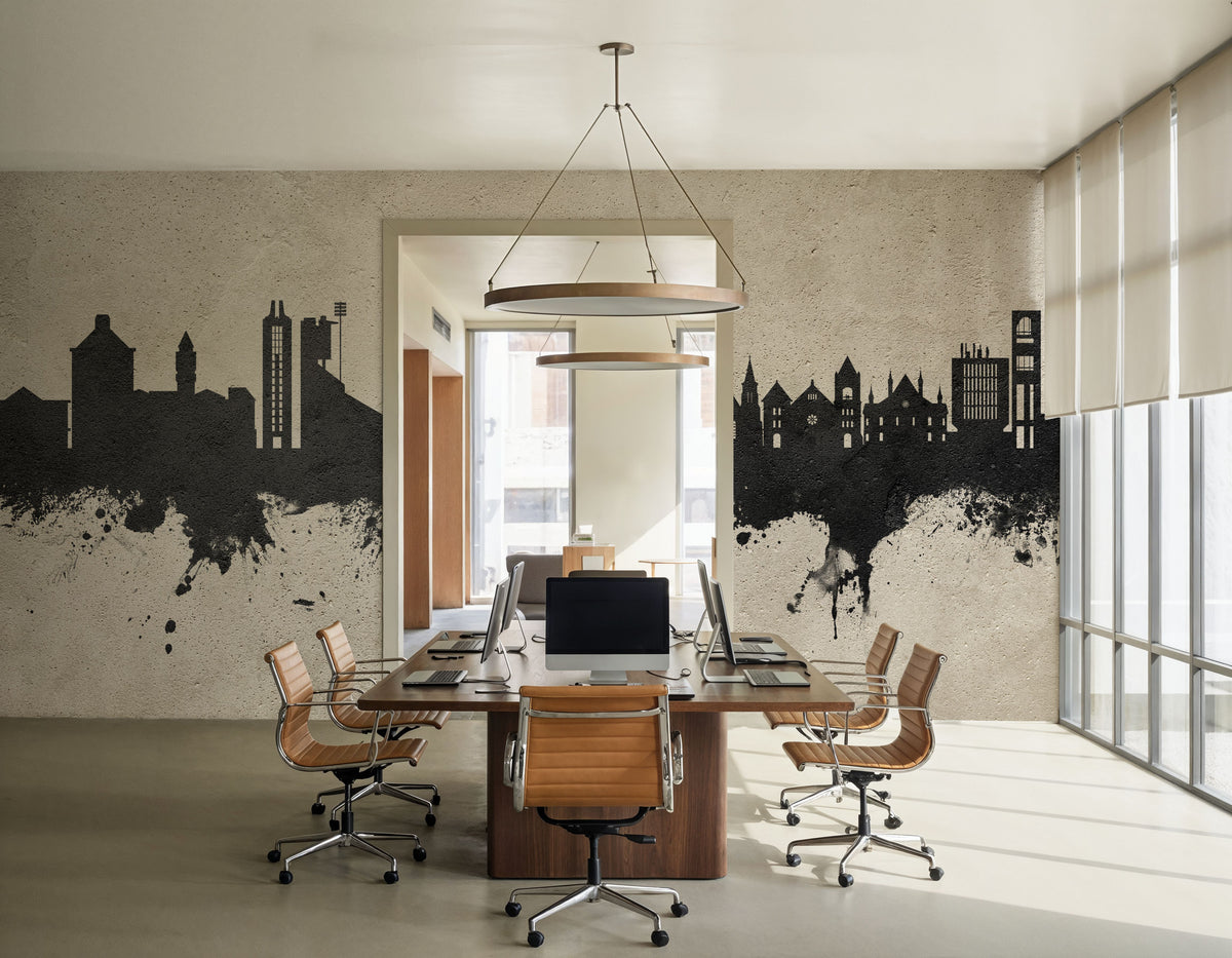 Lawrence Kansas Skyline Concrete Mural Wallpaper - room preview 05